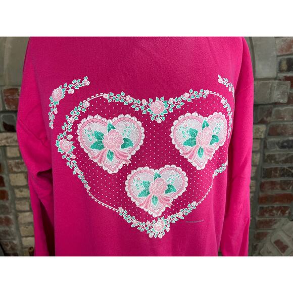 sweatshirt graphic hearts 1980s pink barbiecore - Picture 4 of 10